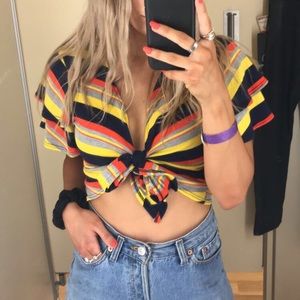 Multicolored tie crop top